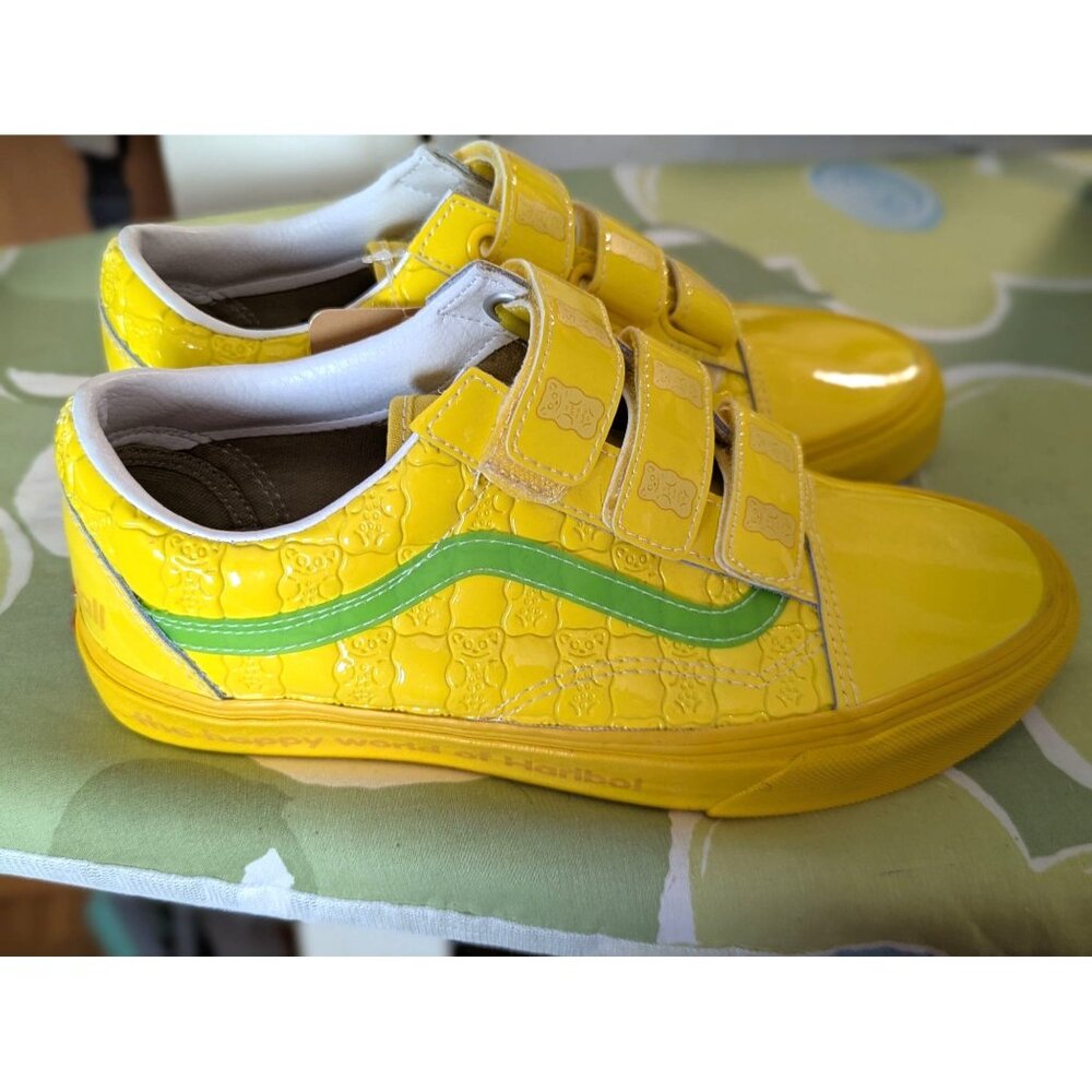 NWOB Vans X Haribo Yellow Gummy Bear Kids Shoes With Velcro Straps & Colorful Si